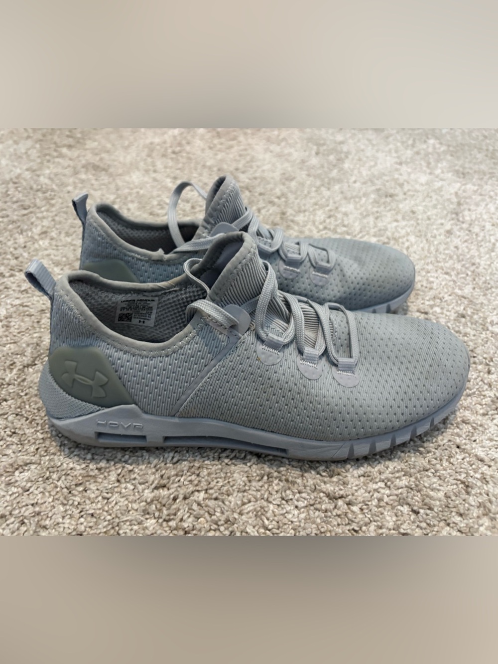 Boys Under Armour Light Gray HOVR Training Sneakers